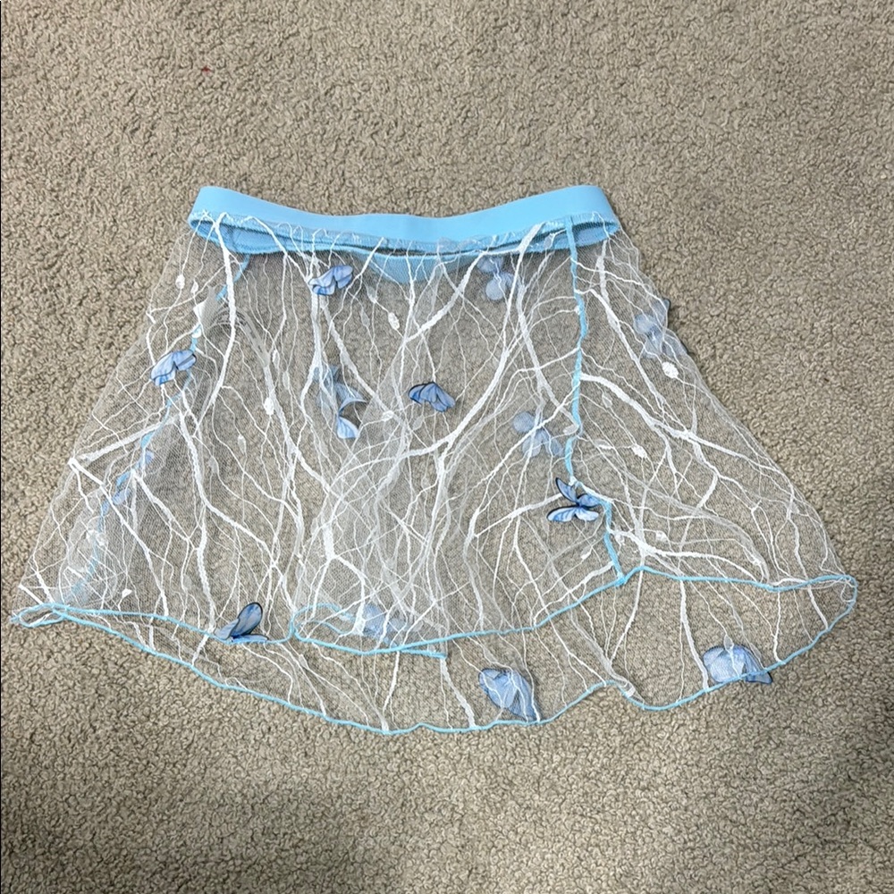 Kids blue butterfly swimsuit coverup skirt